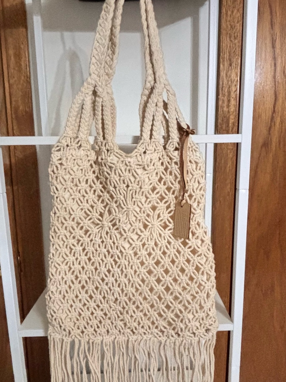 Polo by Ralph Lauren Cream Macramé Fringe Tote
